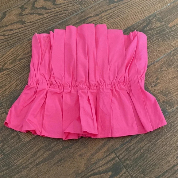 DO+BE Hot Pink Strapless Pleated Top - Picture 2 of 4